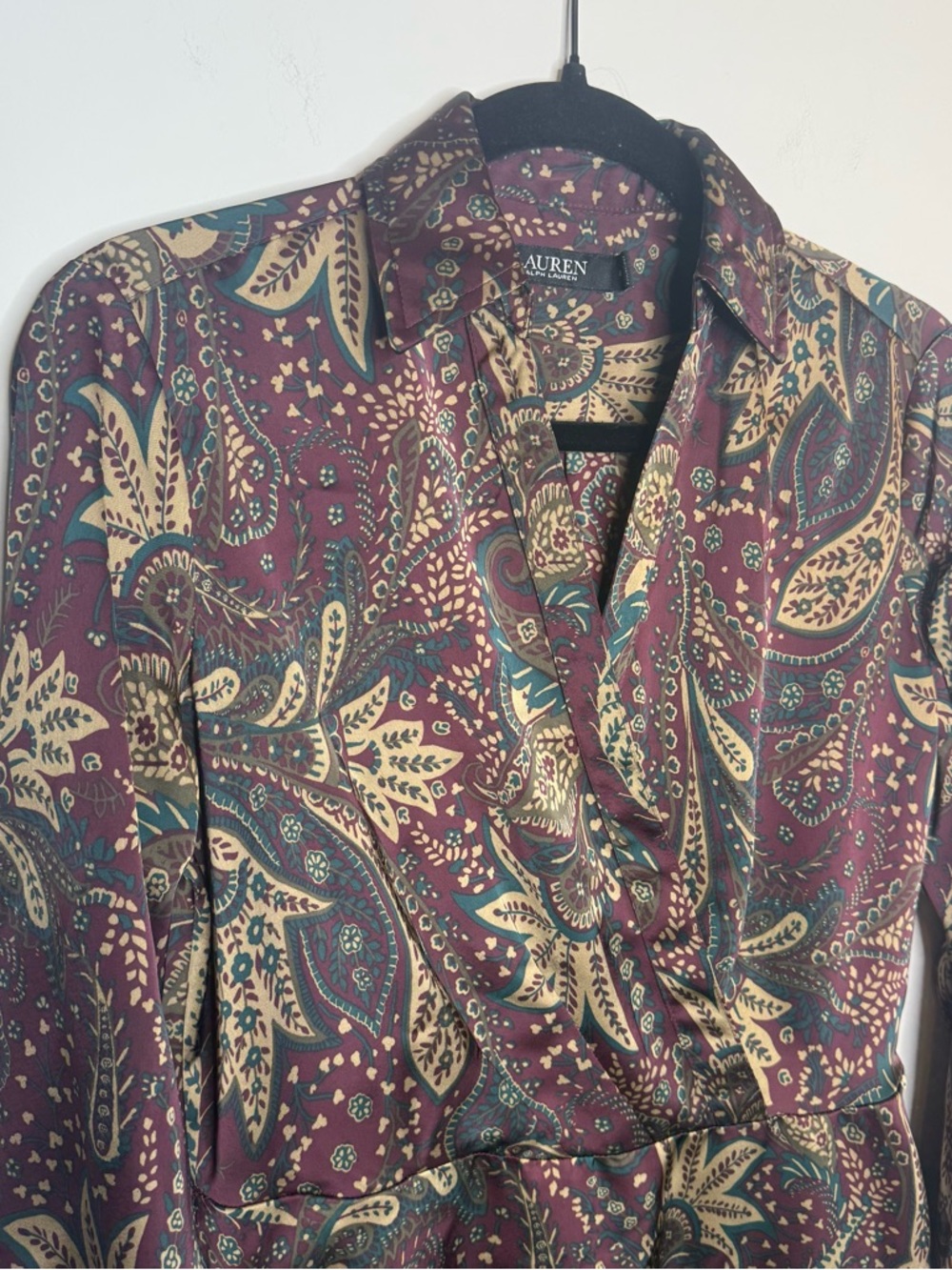 Lauren Ralph Lauren Paisley Charmeuse Midi Dres - Picture 4 of 14